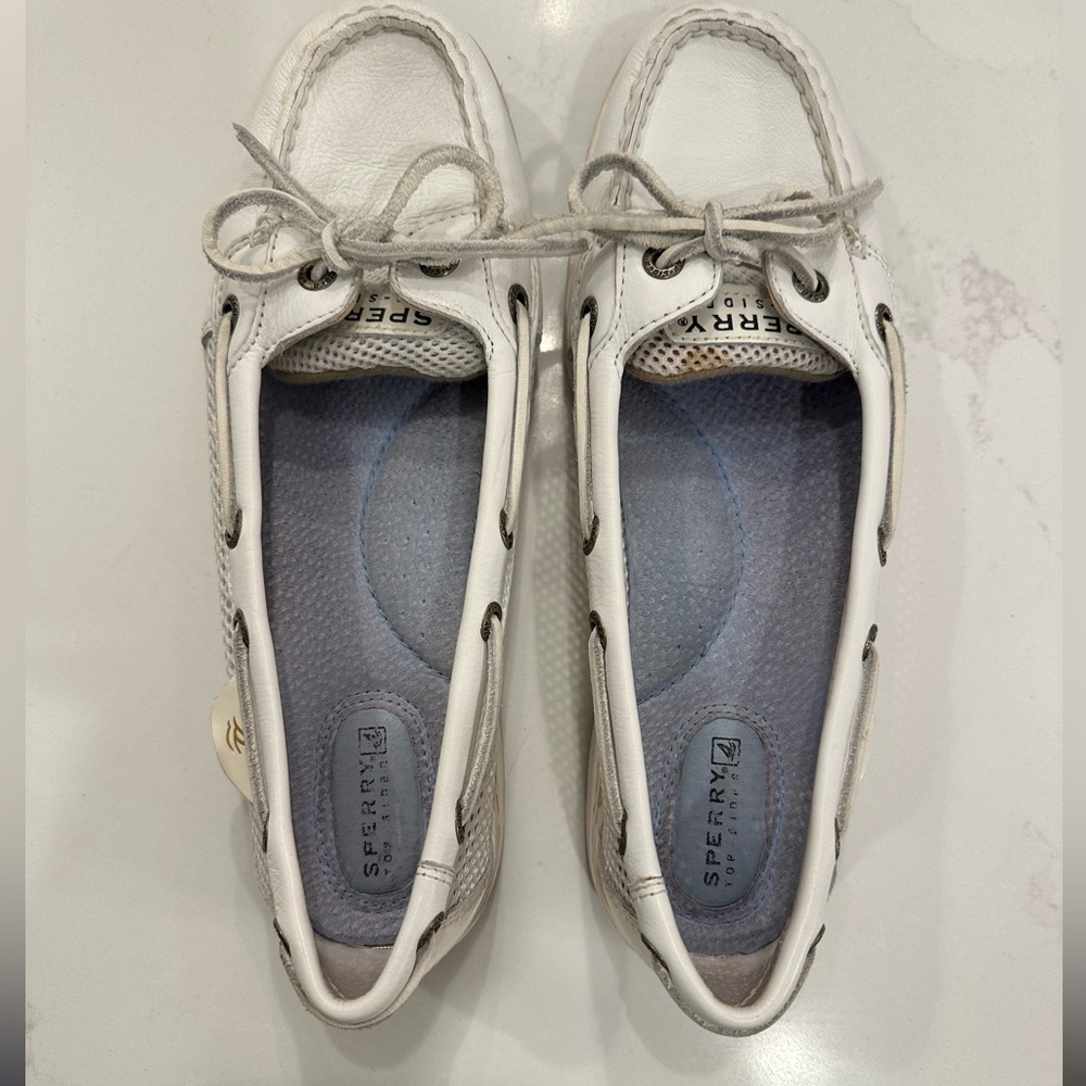 Sperry White Boat Shoes, Women’s Size 8